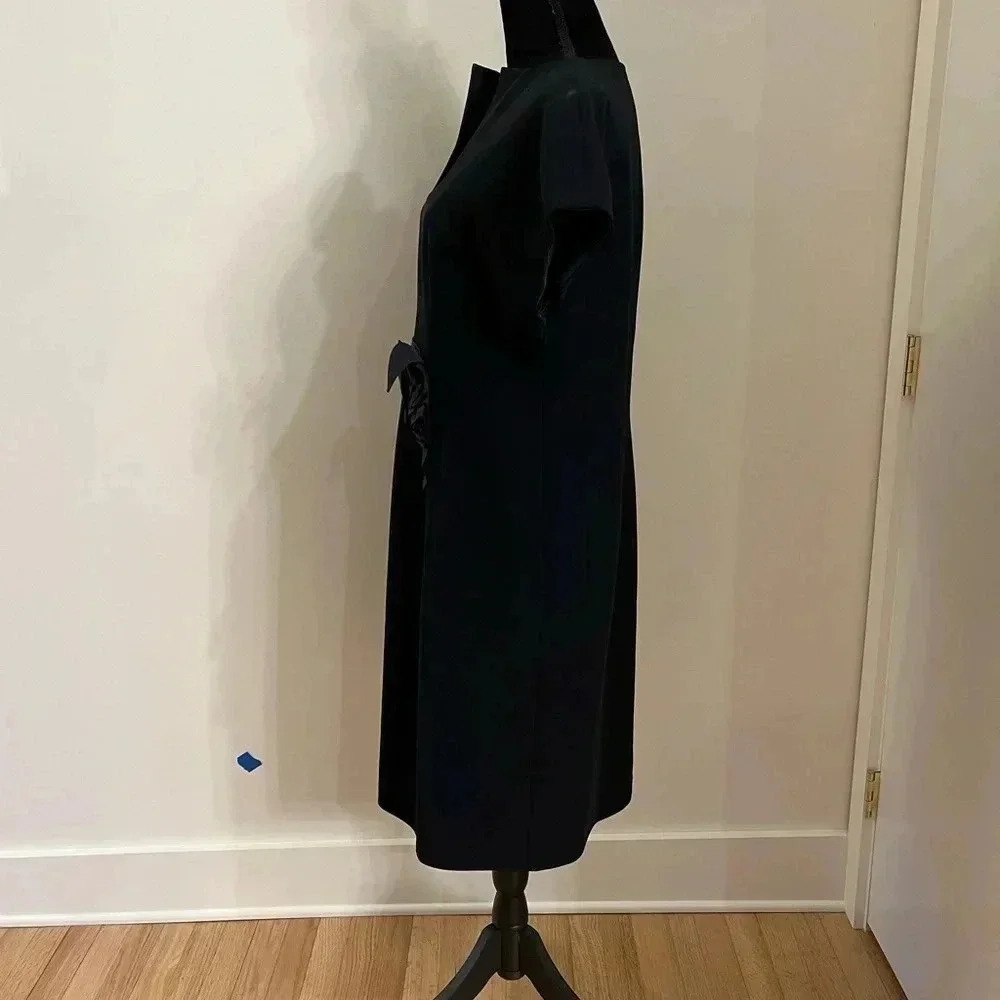 Boutique Women’s Navy Blue Fitted Short Sleeve Sheath‎ Dress Floral Belt XL - Picture 5 of 5